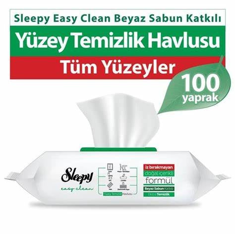 Sleepy easy clean beyaz sabunlu katkili temizlik mendili 100 stuks